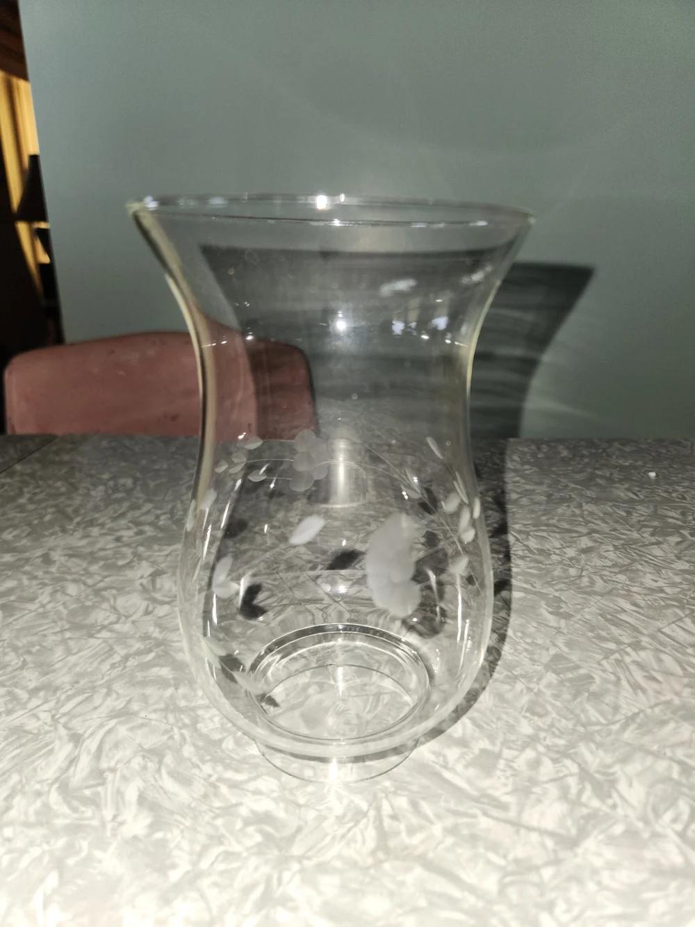 Princess House Heritage Etched Glass Hurricane Lamp Shade